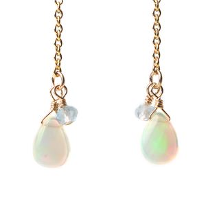 プレシャスオパール＆ブルートパーズ14KGFピアス