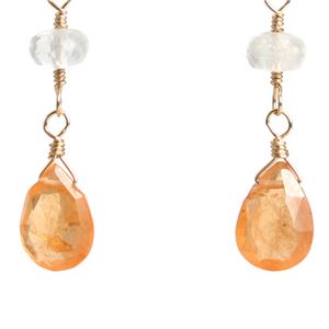 マンダリンガーネット＆ムーンストーン14KGFピアス