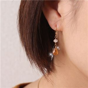 マンダリンガーネット＆ムーンストーン14KGFピアス