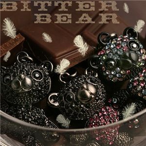 Rozybear(ロージーベア) 大人くまがリッチ スワロフスキー社クリスタルくまちゃんストラップ ブラックブラック