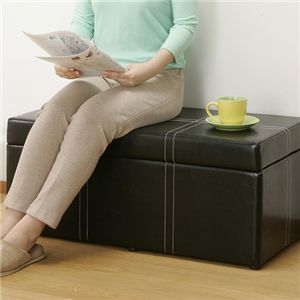 PUレザーベンチボックス ブラック