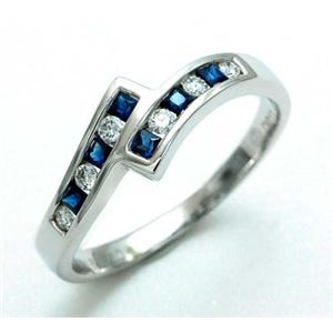 鑑別書付!天然ブルーサファイア0.20ct*ダイヤモンドリング0.11ct sr361 K18WG