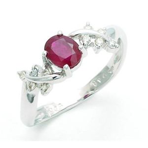 鑑別書付!天然ルビー0.46ct*ダイヤモンドリング0.08ct rr342 K18WG