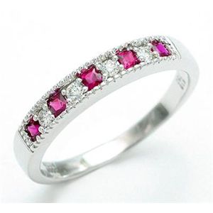 鑑別書付!天然ルビー0.29ct*ダイヤモンドリング0.09ct rr316 K18WG