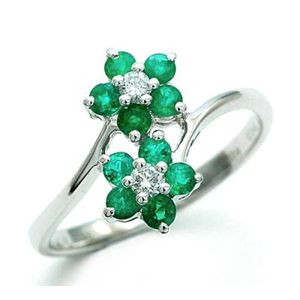 鑑別書付!天然エメラルド0.46ct*ダイヤモンドリング0.09ct er46 K18WG