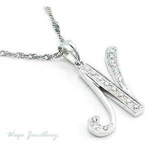 ●鑑別書付!天然ダイヤモンド 「N」 ネックレス wpa515 0.14ct K18WG