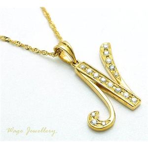 ●鑑別書付!天然ダイヤモンド 「N」 ネックレス wpa516 0.15ct K18YG