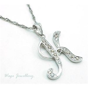 ●鑑別書付!天然ダイヤモンド 「K」 ネックレス wpa532 0.15ct K18WG