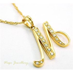 ●鑑別書付!天然ダイヤモンド 「M」 ネックレス wpa534 0.17ct K18YG