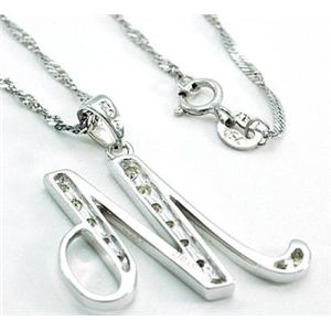 ●鑑別書付!天然ダイヤモンド 「M」 ネックレス wpa535 0.17ct K18WG