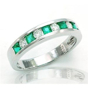 鑑別書付!天然エメラルド0.40ct*ダイヤモンドリング0.22ct er58 K18WG
