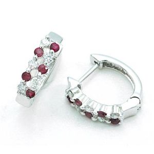 鑑別書付!天然ダイヤモンド0.26ct ルビー 0.35ct ピアス * reo74 K18WG