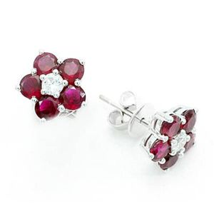 鑑別書付!天然ダイヤモンド0.22ct ルビー2.18ct ピアス * wrea13 K18WG