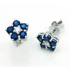 鑑別書付!天然ダイヤモンド0.16ct ブルーサファイア1.53ctピアス * wsea14