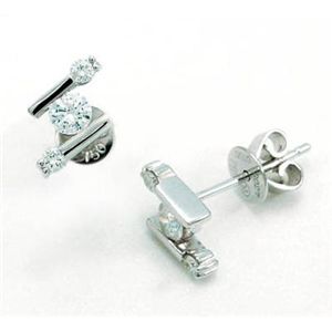 鑑別書付!天然ダイヤモンド ピアス * wea187 0.27ct 0.10ct K18WG