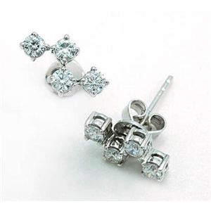 鑑別書付!天然ダイヤモンド ピアス * wea358 0.59ct K18WG