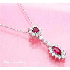 鑑別書付♪ 天然ダイヤモンド ルビー ネックレス ♪ wrpa4 0.58ct 0.65ct K18WG