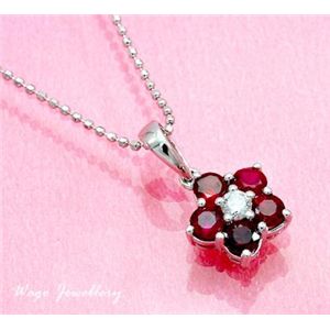 鑑別書付♪ 天然ダイヤモンド 0.09ct ルビー 0.83ct ネックレス ♪ wrpa27 K18WG