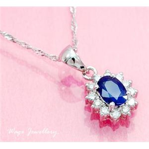 鑑別書付♪ 天然ダイヤモンド 0.22ct ブルーサファイア 0.72ct ネックレス ♪ wspa14 K18WG