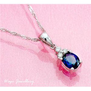 鑑別書付♪ 天然ダイヤモンド 0.07ct ブルーサファイア 0.57ct ネックレス ♪ wspa17 K18WG