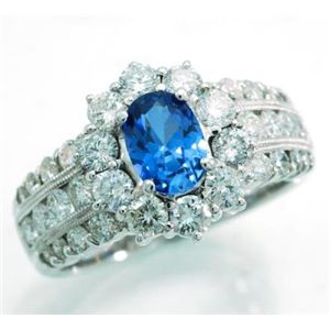 大人気! 鑑別書付♪ 天然ダイヤモンド1.50ct ★ ブルーサファイア0.97ct リング♪ WSRA5 K18WG