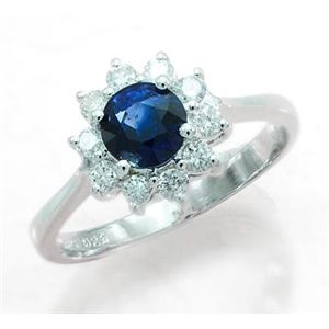 鑑別書付♪ 天然ダイヤモンド★ブルーサファイアリング♪ WSRA22 0.89ct 0.29ct K18WG