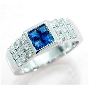 鑑別書付♪ 天然ダイヤモンド ★ブルーサファイアリング0.68ct 0.50ct ♪ WSRA49 K18WG