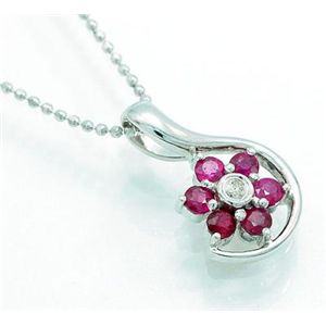 【7月誕生石】鑑別書付♪ 天然ルビー 0.47ct ダイヤモンドア 0.02ct ネックレス ♪ RR59 K18WG