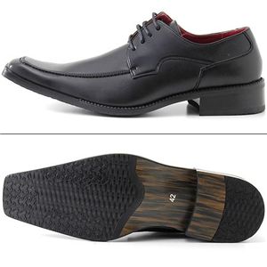ALFRED GALLERIA ロングノーススクエアトゥドレスシューズ AG1047 (レース)ブラック 43 (26.5cm)