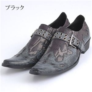 FRANCO GIOVANNI スネークパターンストラップシューズ ブラック 43 (26.5cm)