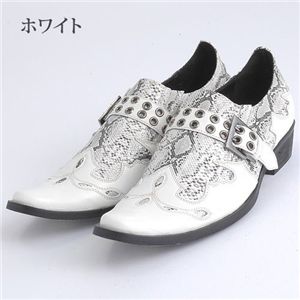 FRANCO GIOVANNI スネークパターンストラップシューズ ホワイト 42 (26.0cm)
