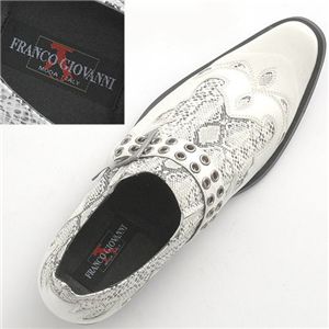 FRANCO GIOVANNI スネークパターンストラップシューズ ホワイト 42 (26.0cm)
