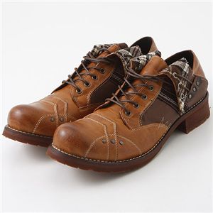 FRANCO GIOVANNI(フランコジョバンニ) check feather ラウンドトゥカジュアル FG 151 ライトブラウン 27.0cm