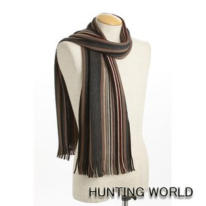 HUNTING WORLD（ハンティングワールド）／ウールストライプマフラー／224916（グレー系）