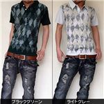 QUE かすれアーガイル ブラックグリーン L