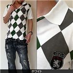 ワッペン付 アーガイルポロ ブラウン M