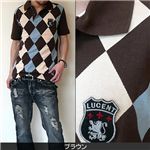 ワッペン付 アーガイルポロ ホワイト M