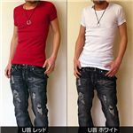 【男の色気NO.1！】モテピタＴ Ｕネック　レッド