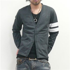 カーディガン×無地Vカットソーセット チャコールグレー Mサイズ