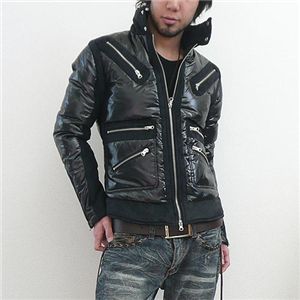 フェイクムートン切り替えダウンジャケット(082-01013) ブラック Lサイズ