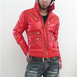 フェイクムートン切り替えダウンジャケット(082-01013) レッド Mサイズ