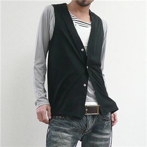 アクセつきベストアンサンブル(195-7409) ブラック×グレー Mサイズ