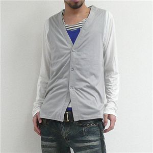 アクセつきベストアンサンブル(195-7409) グレー×ホワイト Mサイズ