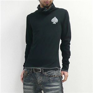 ダブルタートルネックカットソー 日本製 ブラック Lサイズ