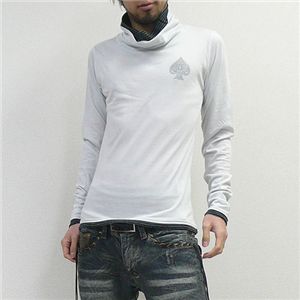 ダブルタートルネックカットソー 日本製 ホワイト Lサイズ