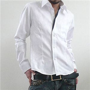 うっすらアーガイルシャツ(日本製) ホワイト Mサイズ