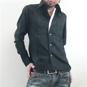 うっすらアーガイルシャツ(日本製) ブラック Lサイズ