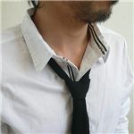 七分袖ネクタイつき前たてシャツ(GRN09-218) ブラック×ナチュラル Mサイズ