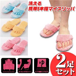 洗える携帯5本指マイスリッパ 【同色2足組みセット】 ブルー
