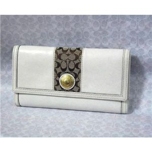 COACH(コーチ) エルゴ レザー チェックブック 3つ折り長財布ホワイト